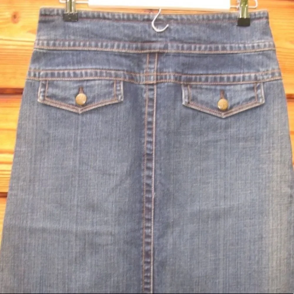 CAbi Blue Denim Midi Skirt